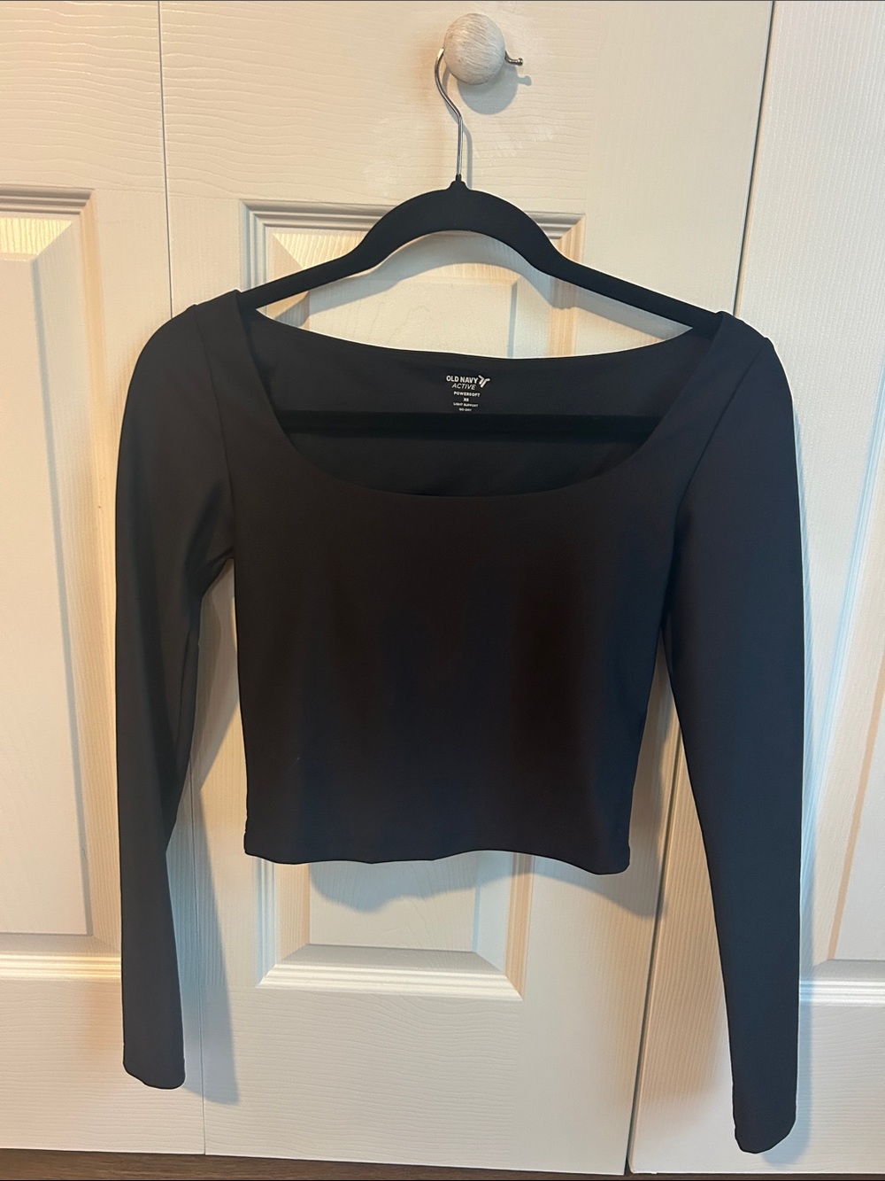 Old Navy Black Long Sleeve Scoop Neck Crop Top